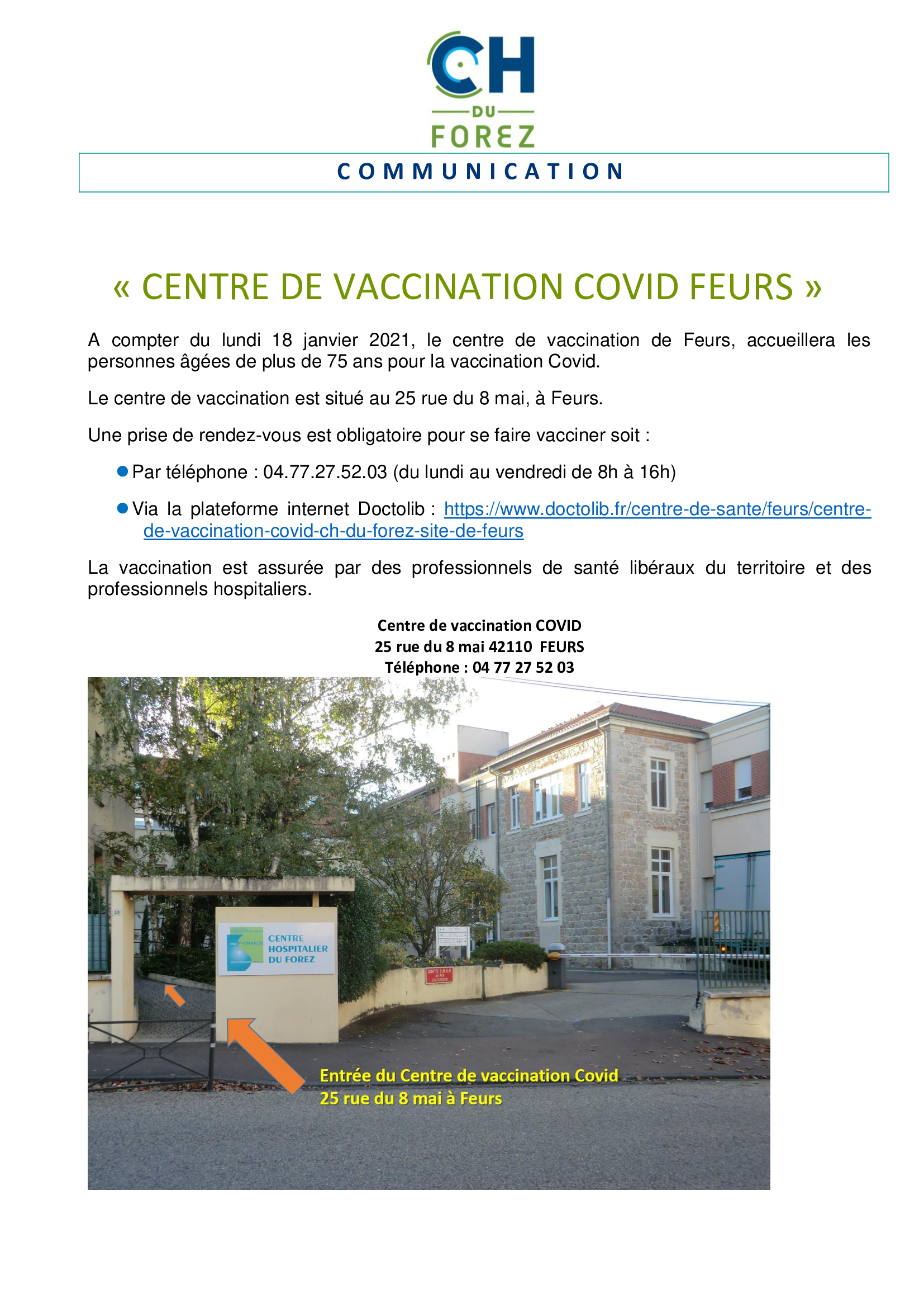 Info centre de vaccination Feurs